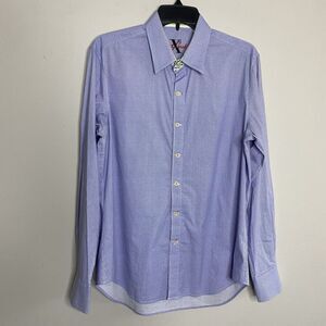 ROBERT GRAHAM X Mens Sz M Gingham Button-Up Shirt EUC Flip Cuffs Contrast Purple